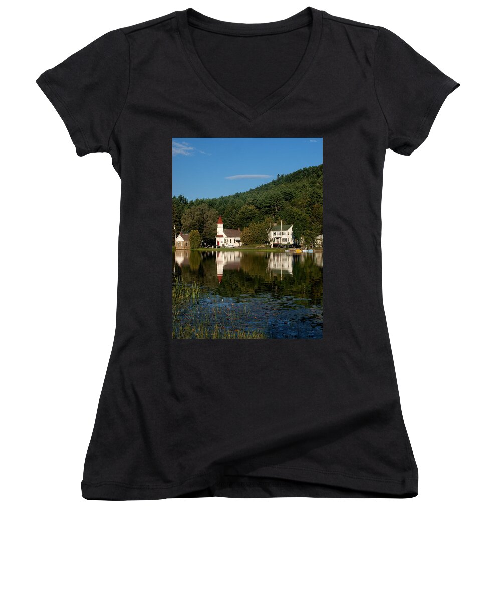 Cross Women's V-Neck featuring the photograph Reflections of the day by Joshua House