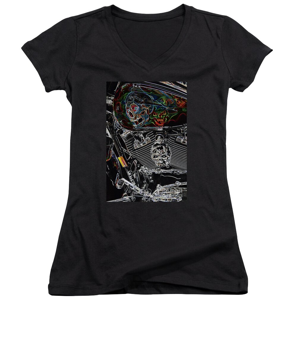 Motorcycle Women's V-Neck featuring the photograph Road Warrior by Anthony Wilkening