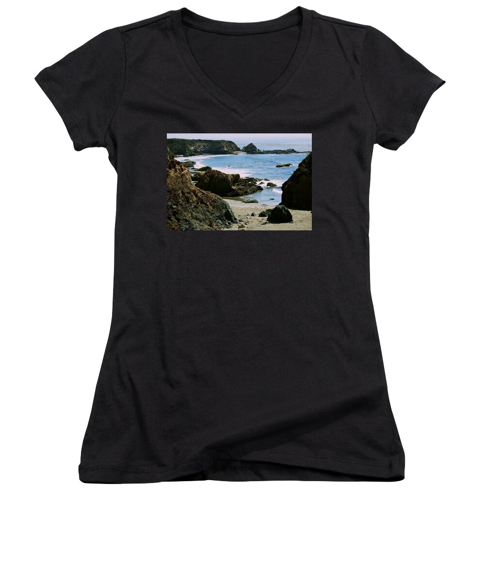 Big Sur Women's V-Neck featuring the photograph Rugged Blue Cove by Eric Tressler