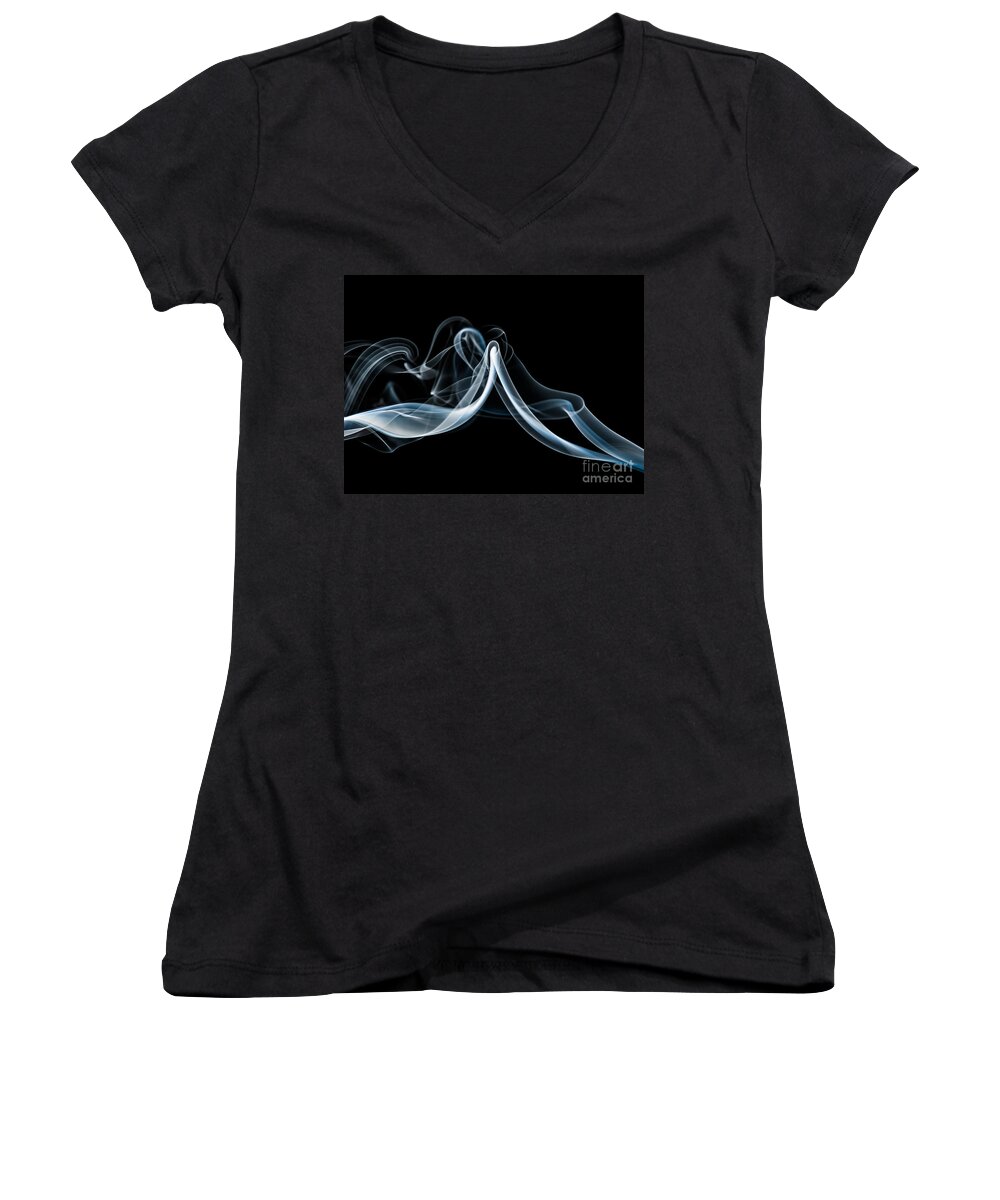 Smoke Women's V-Neck featuring the photograph Smoke-1 by Larry Carr