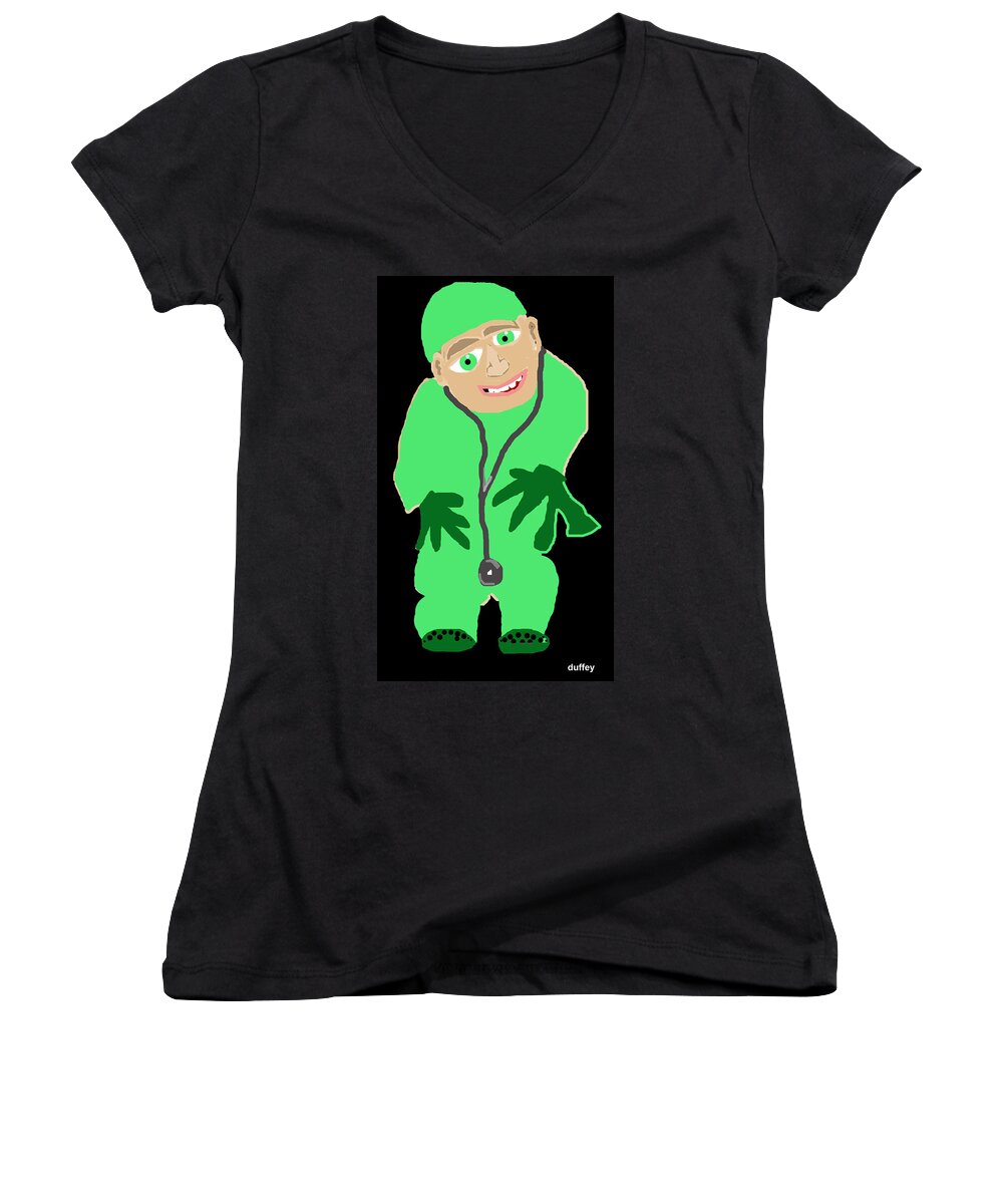 Digital Drawing Women's V-Neck featuring the photograph The Doctor Will See You Now by Doug Duffey