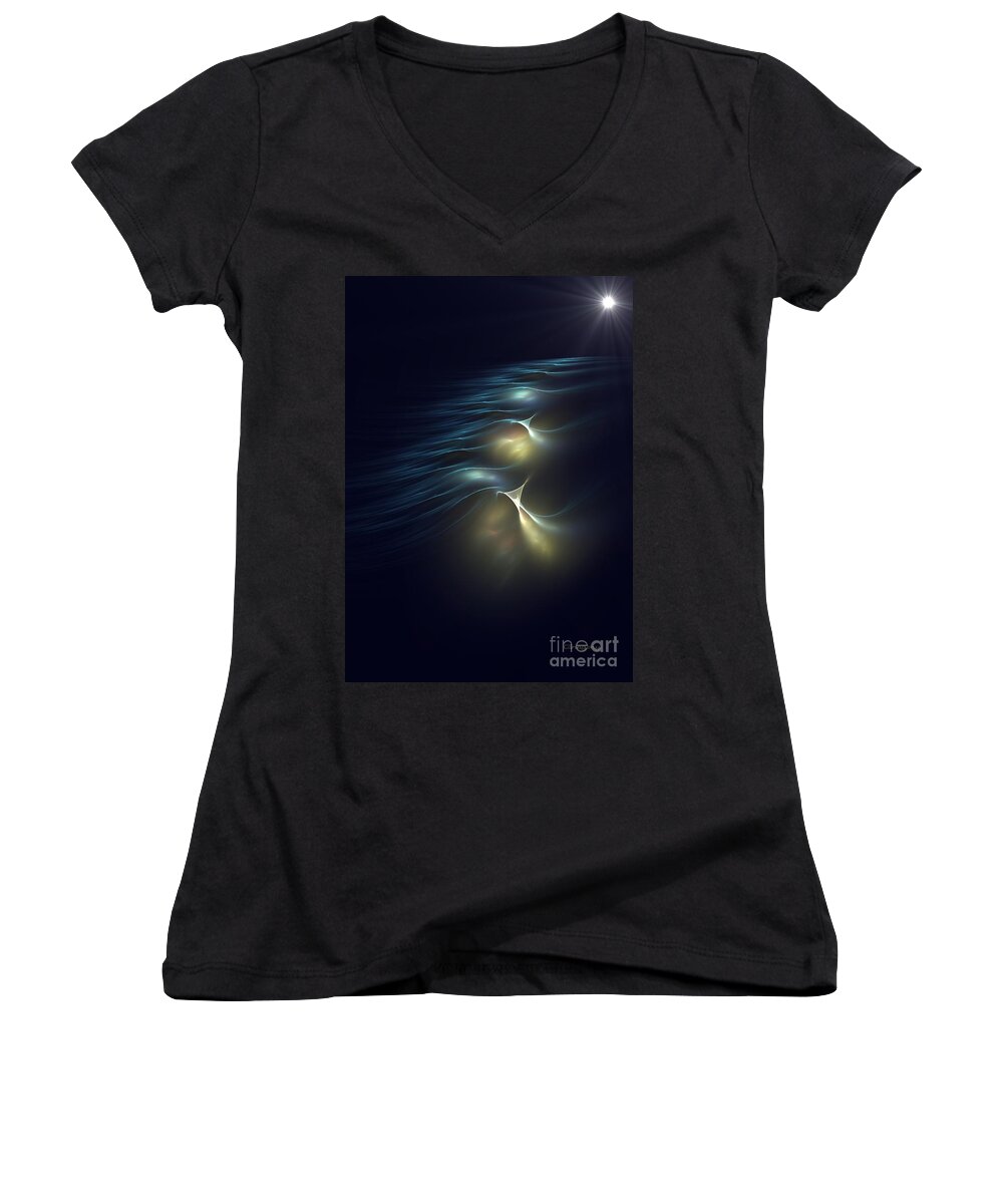 Ocean Women's V-Neck featuring the digital art The Lighthouse by Greg Moores