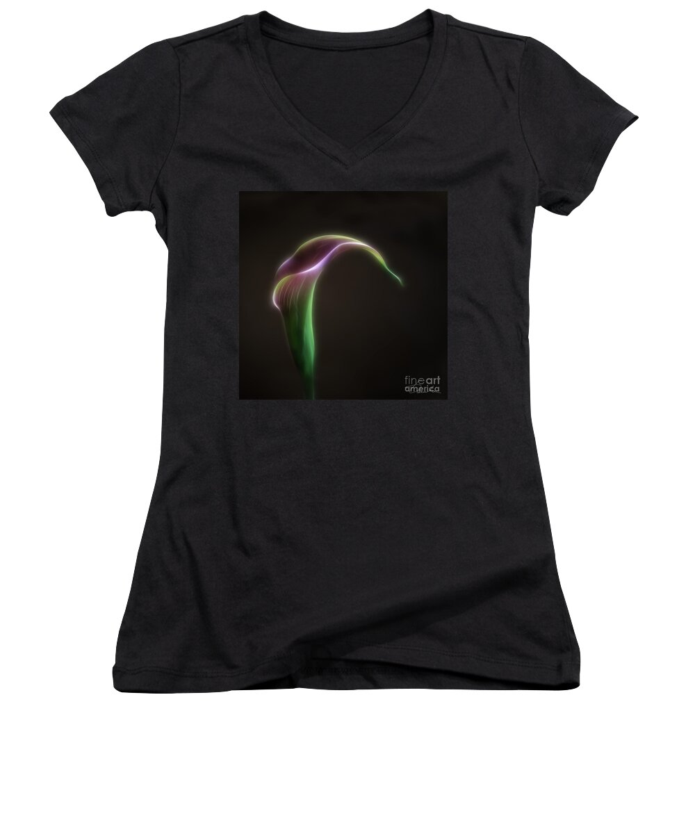 Calla Lily Women's V-Neck featuring the photograph The sexuality of Calla Lily by Danuta Bennett