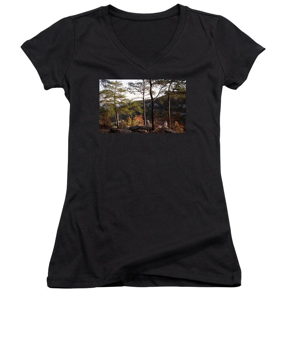 Cloudland Canyon Women's V-Neck featuring the photograph The View Point by David Troxel