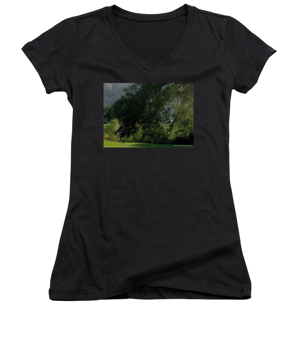 Greens Women's V-Neck featuring the photograph This Ole Tree by Maria Urso