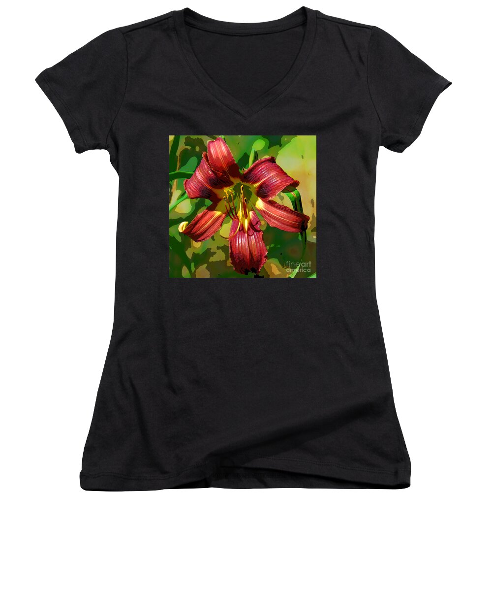 Flower Women's V-Neck featuring the photograph Tiger Lily by Cindy Manero