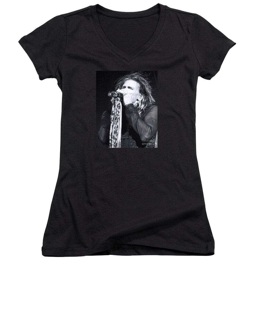 Steven Tyler Women's V-Neck featuring the photograph Tyler by Traci Cottingham