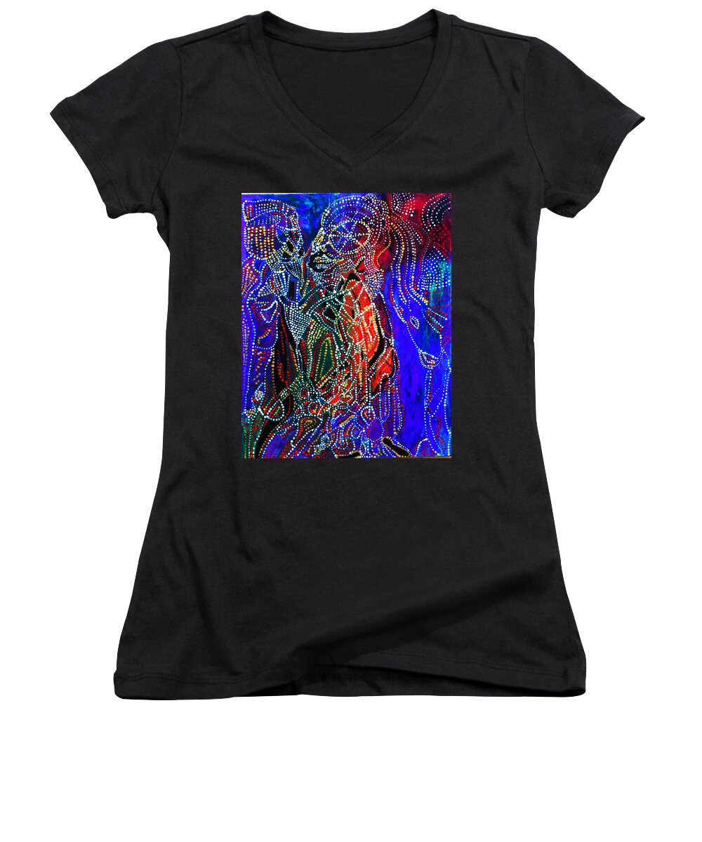 Jesus Women's V-Neck featuring the painting Zulu Bride by Gloria Ssali