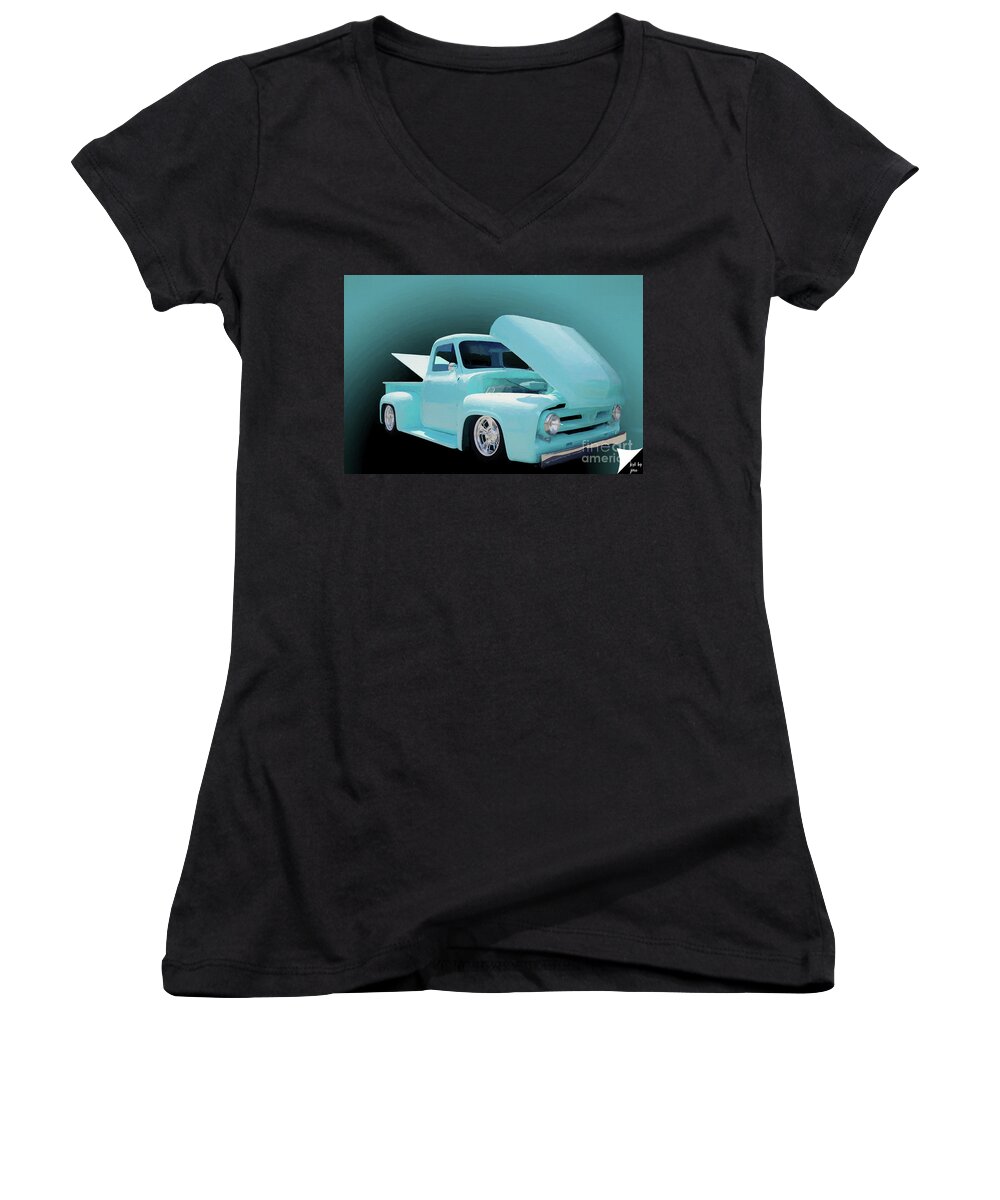 Truck Women's V-Neck featuring the photograph Baby Blue 2 #1 by Jim Hatch
