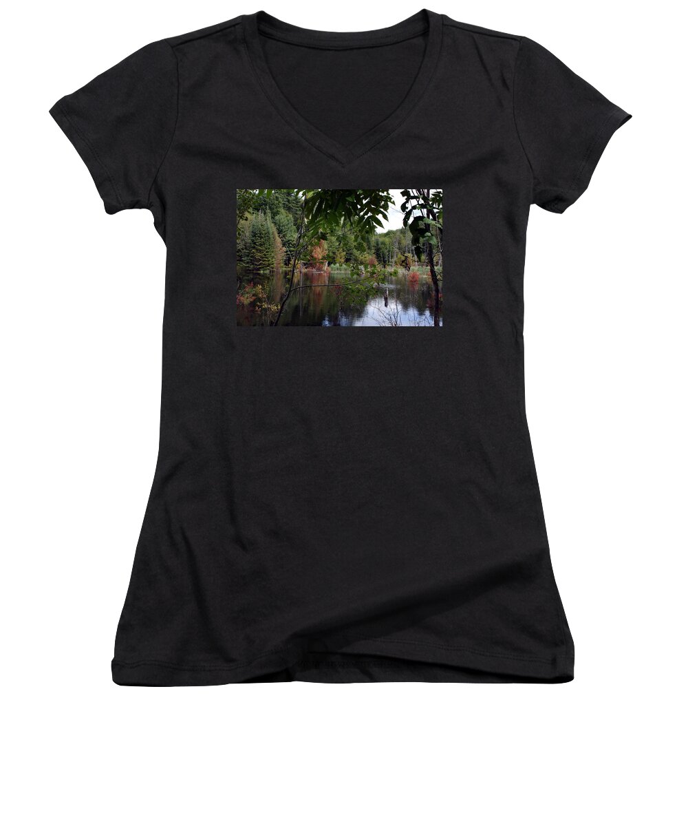 Landscape Women's V-Neck featuring the photograph Blueberry Mountain #2 by Pat Purdy