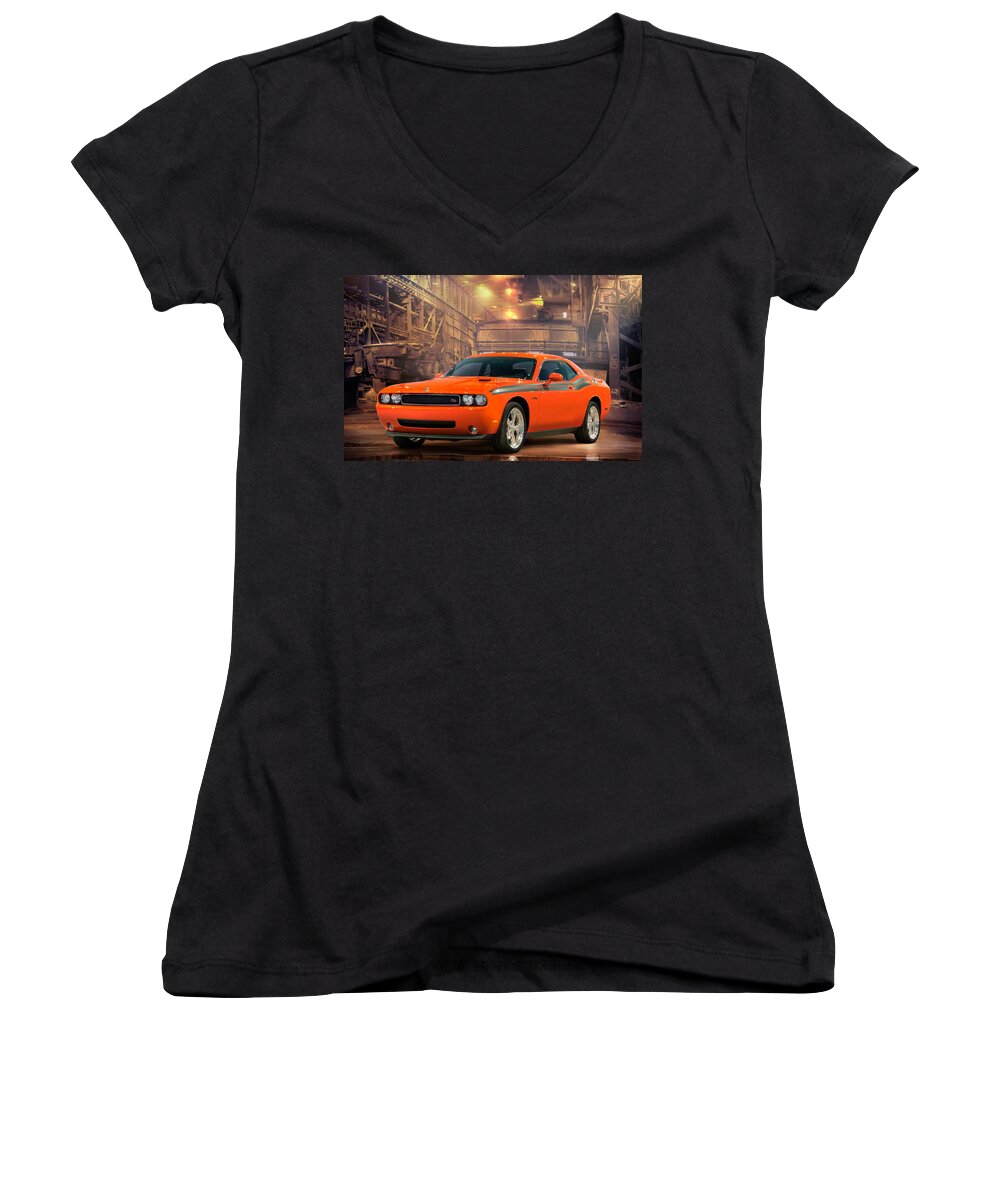 Dodge Women's V-Neck featuring the photograph Dodge #1 by Mariel Mcmeeking