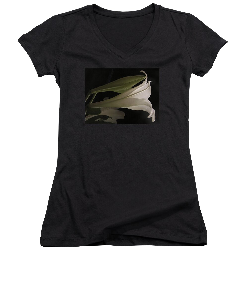 Easter Women's V-Neck featuring the photograph Easter Lily by Nancy Griswold