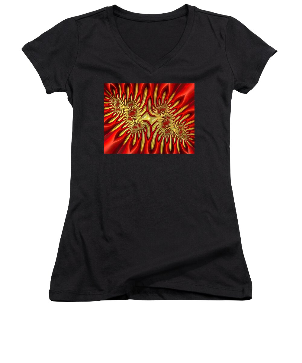 Abstract Women's V-Neck featuring the digital art Fractal Landscape III by Manny Lorenzo