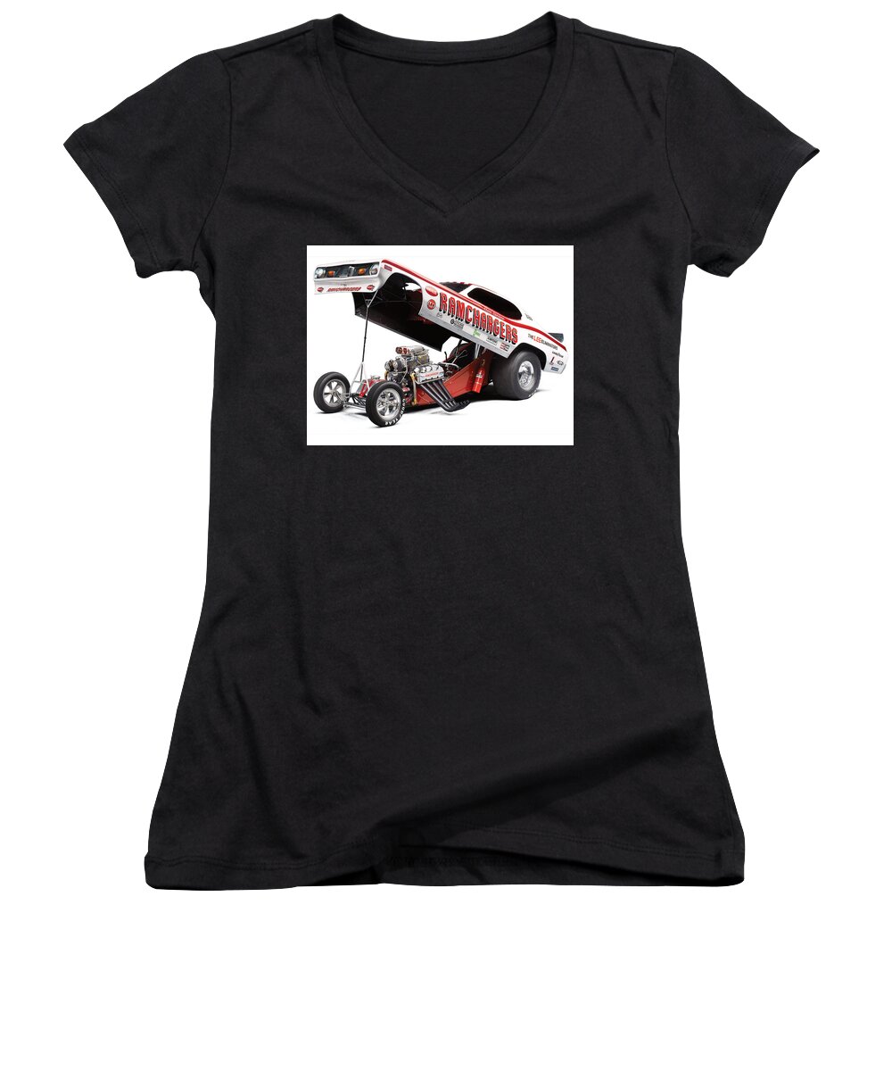 Funny Car Women's V-Neck featuring the photograph Funny Car #1 by Mariel Mcmeeking