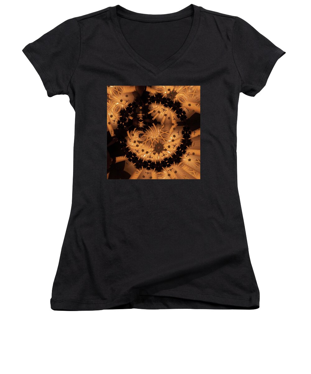 Abstract Women's V-Neck featuring the digital art Half Moon #2 by Ronald Bissett