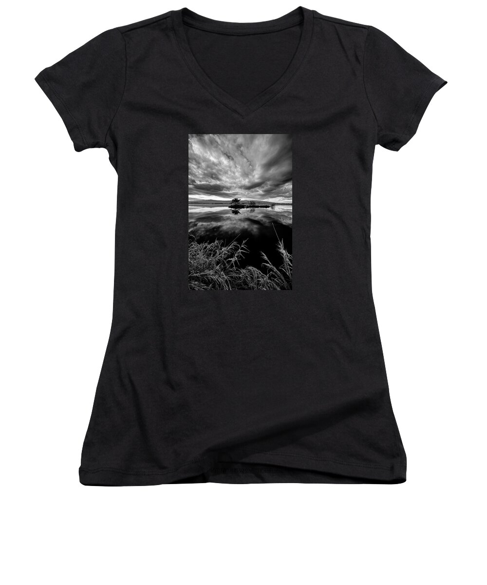 Lake Women's V-Neck featuring the photograph Island #1 by Ivan Slosar