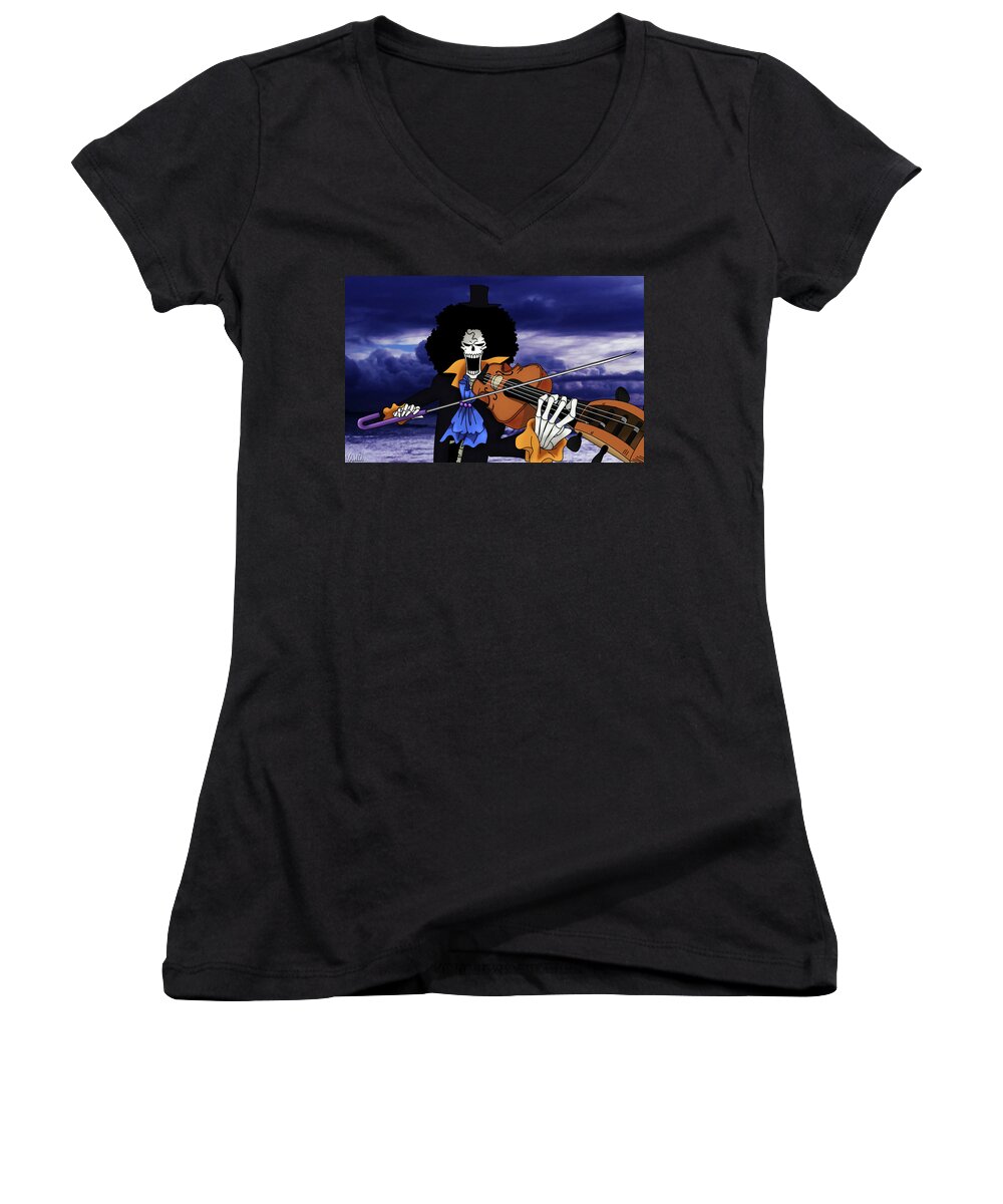 One Piece Women's V-Neck featuring the digital art One Piece #1 by Maye Loeser