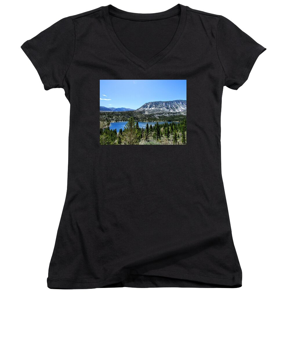Sky Women's V-Neck featuring the photograph Rock Creek Lake #1 by Marilyn Diaz