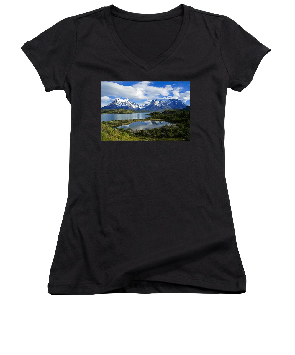 Patagonia Women's V-Neck featuring the photograph Springtime in Patagonia #1 by Michele Burgess