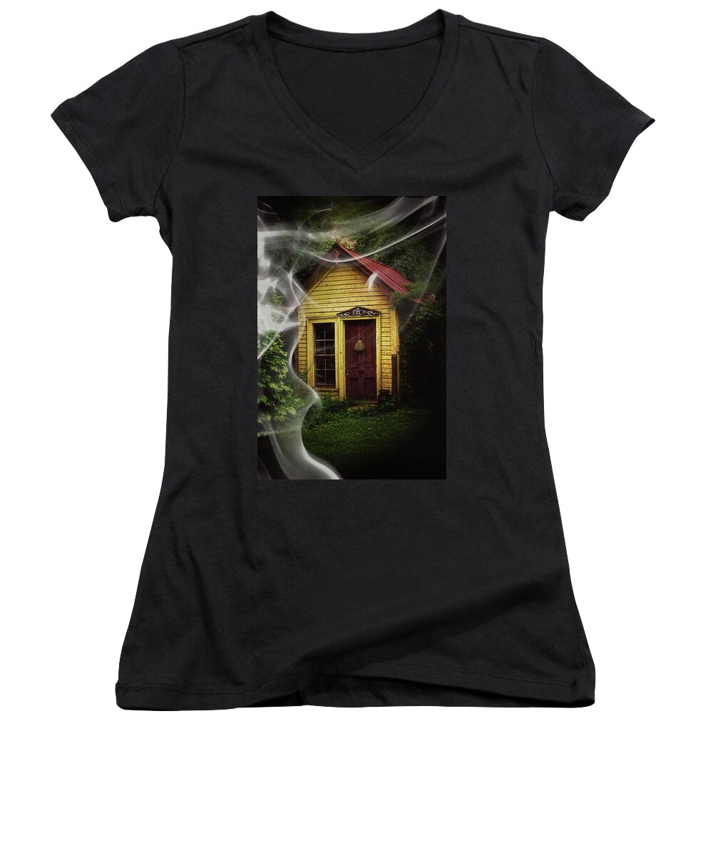 Cottage Women's V-Neck featuring the photograph Swept Away #1 by Jessica Brawley