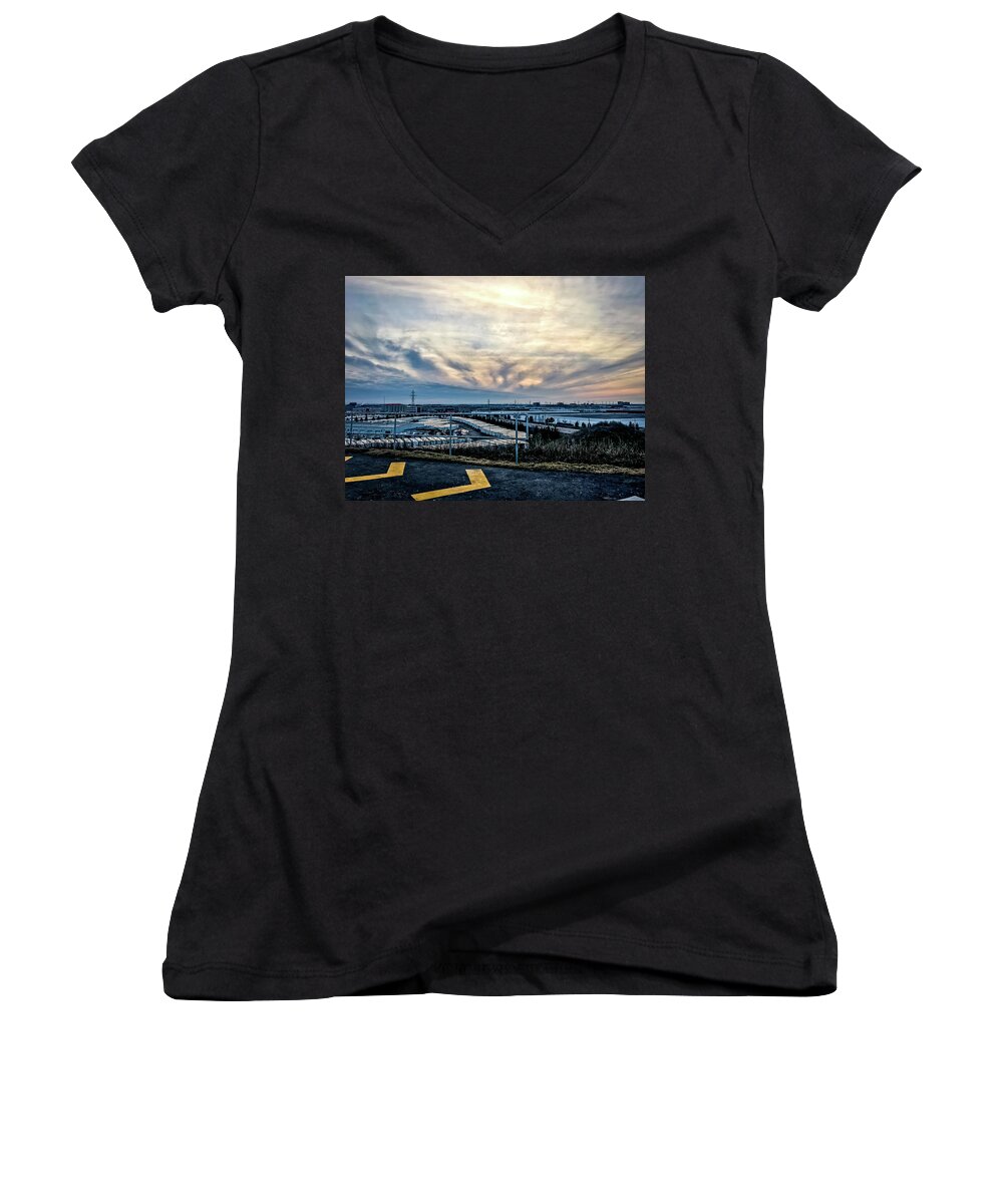 Arrow Symbol Women's V-Neck featuring the photograph Sunset #10 by SAURAVphoto Online Store