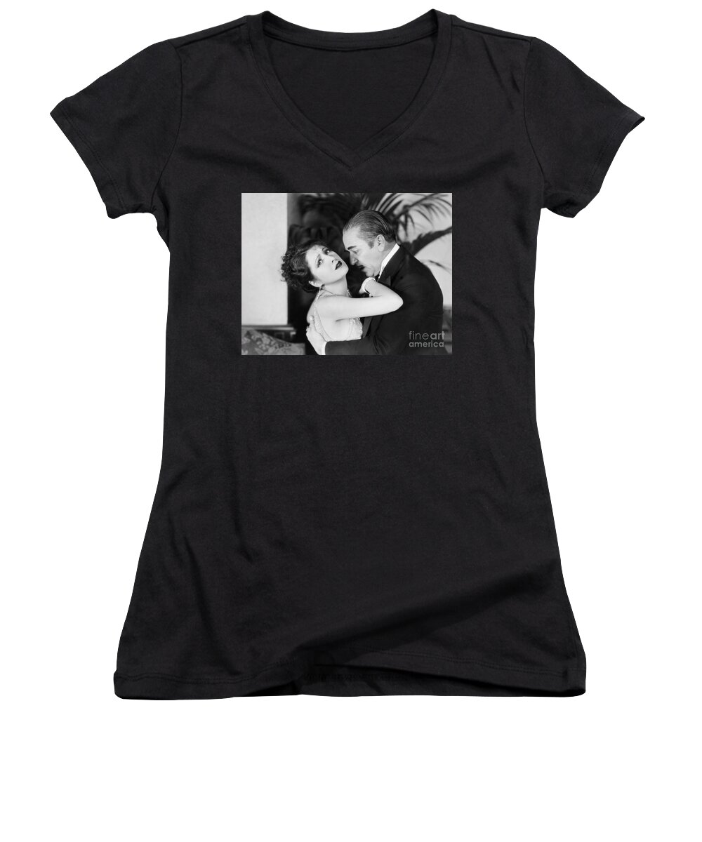 -couples- Women's V-Neck featuring the photograph Silent Film Still: Couples #19 by Granger