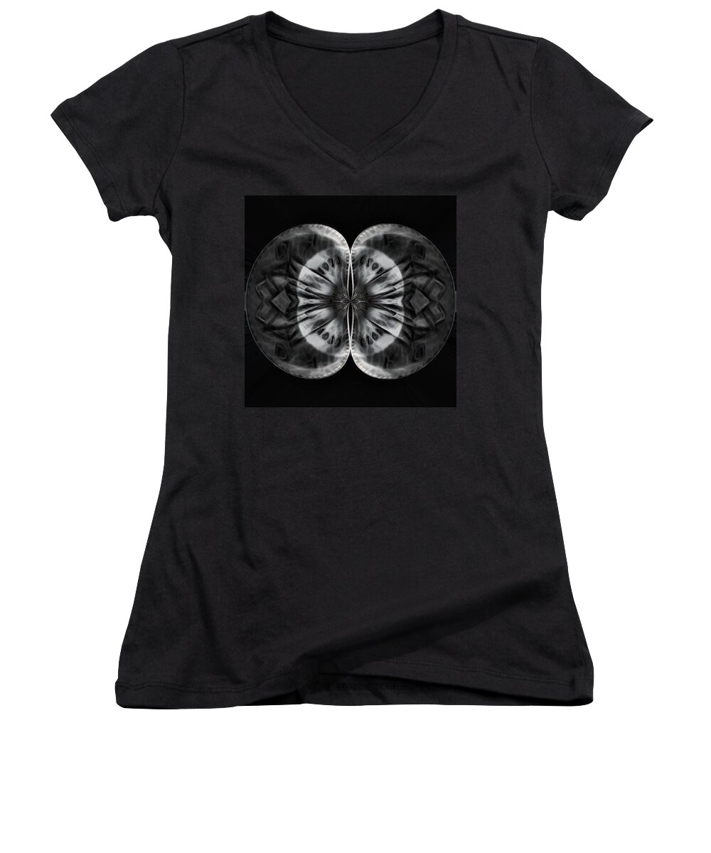 Mirror Women's V-Neck featuring the digital art 1973 by 'REA' Gallery