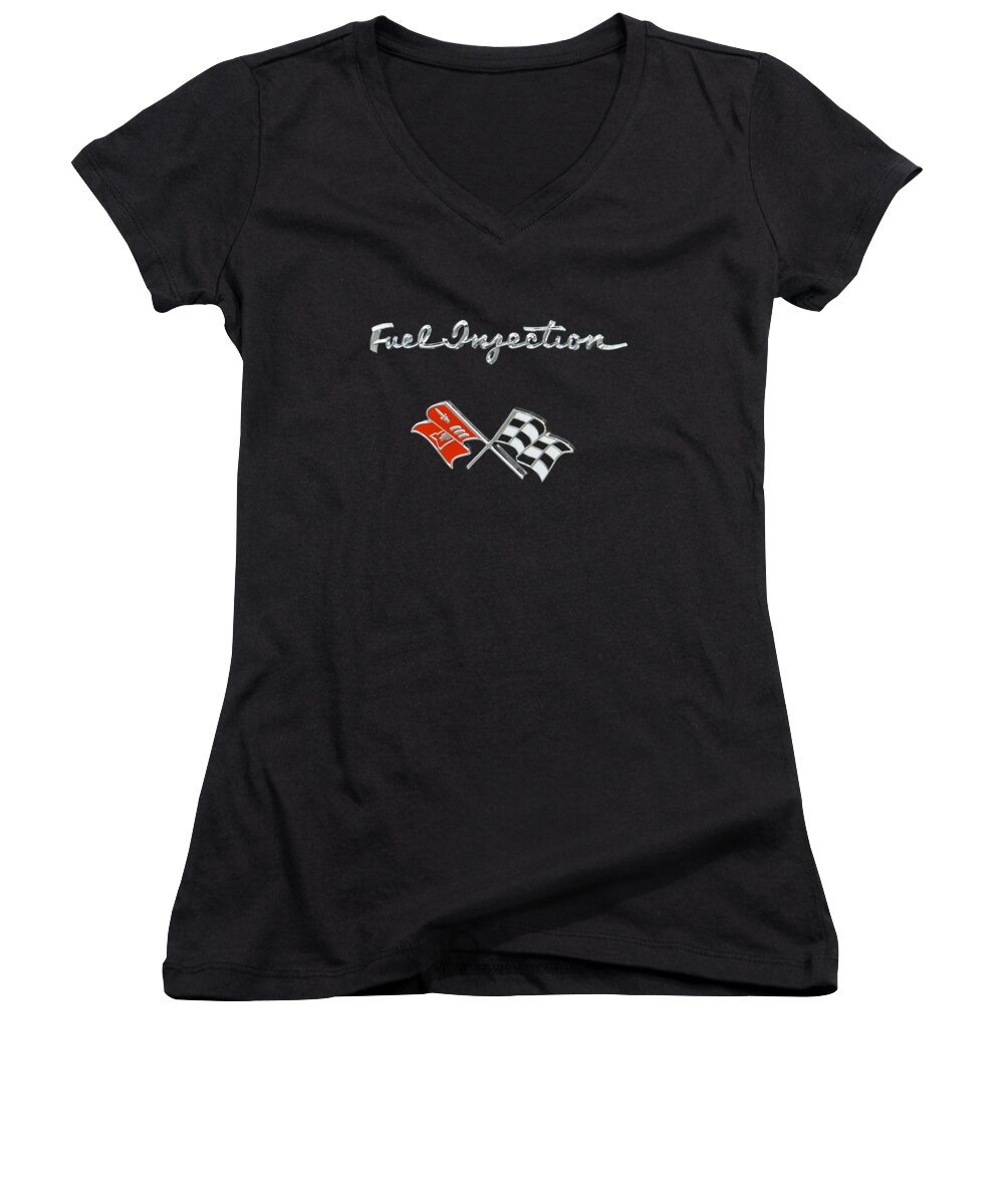 Covette Women's V-Neck featuring the photograph Fuel Injection #2 by Dennis Hedberg