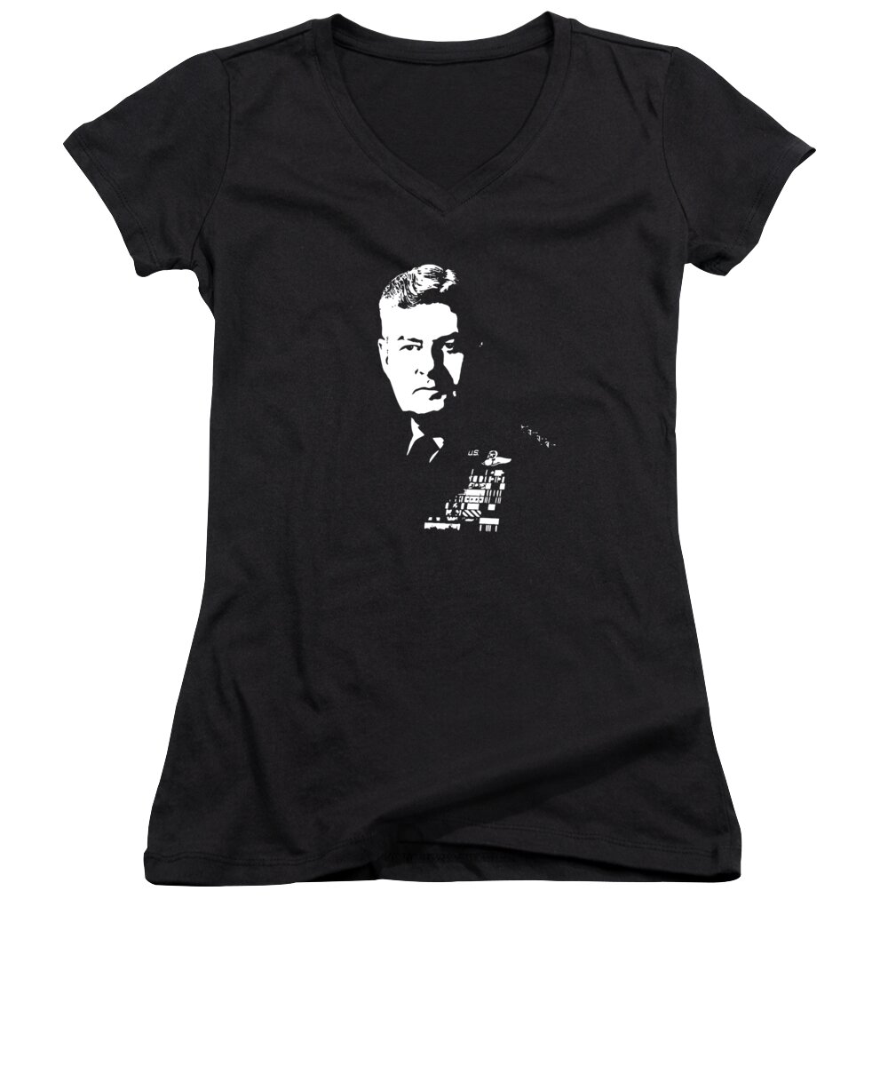 Curtis Lemay Women's V-Neck featuring the digital art General Curtis Lemay by War Is Hell Store