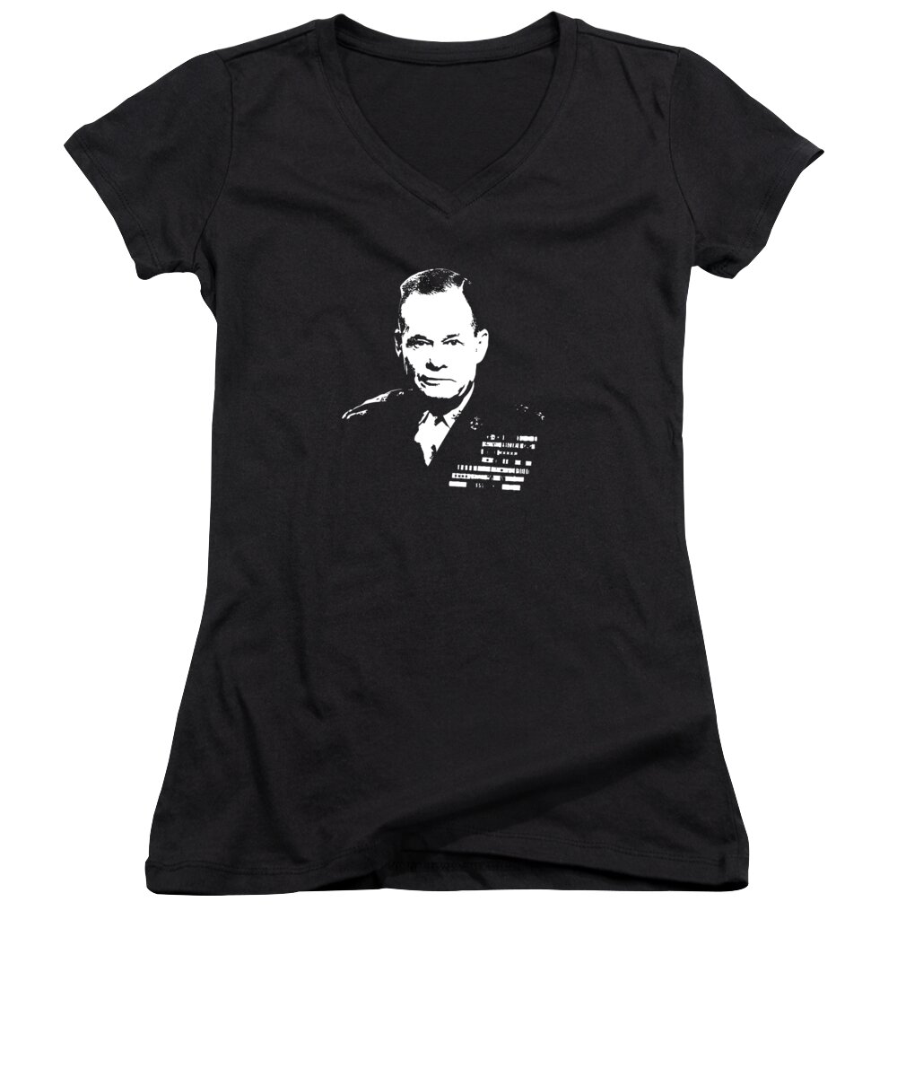 Chesty Puller Women's V-Neck featuring the digital art General Lewis Chesty Puller #3 by War Is Hell Store