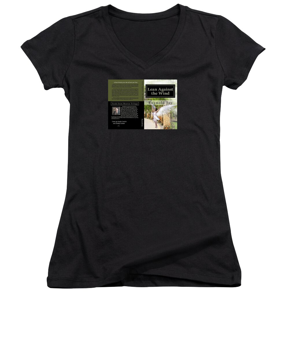 Angel Women's V-Neck featuring the painting Lean against the Wind #2 by Reynold Jay