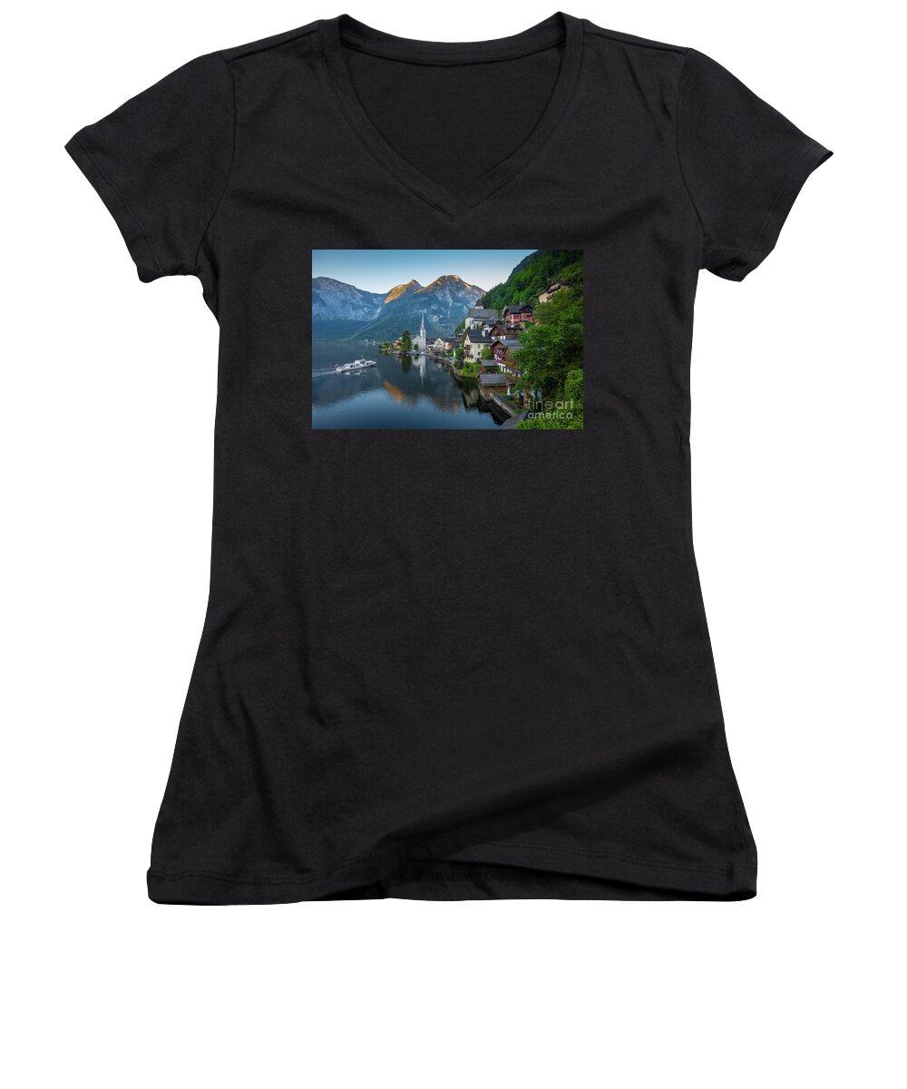 Alpine Women's V-Neck featuring the photograph The Pearl of Austria #2 by JR Photography