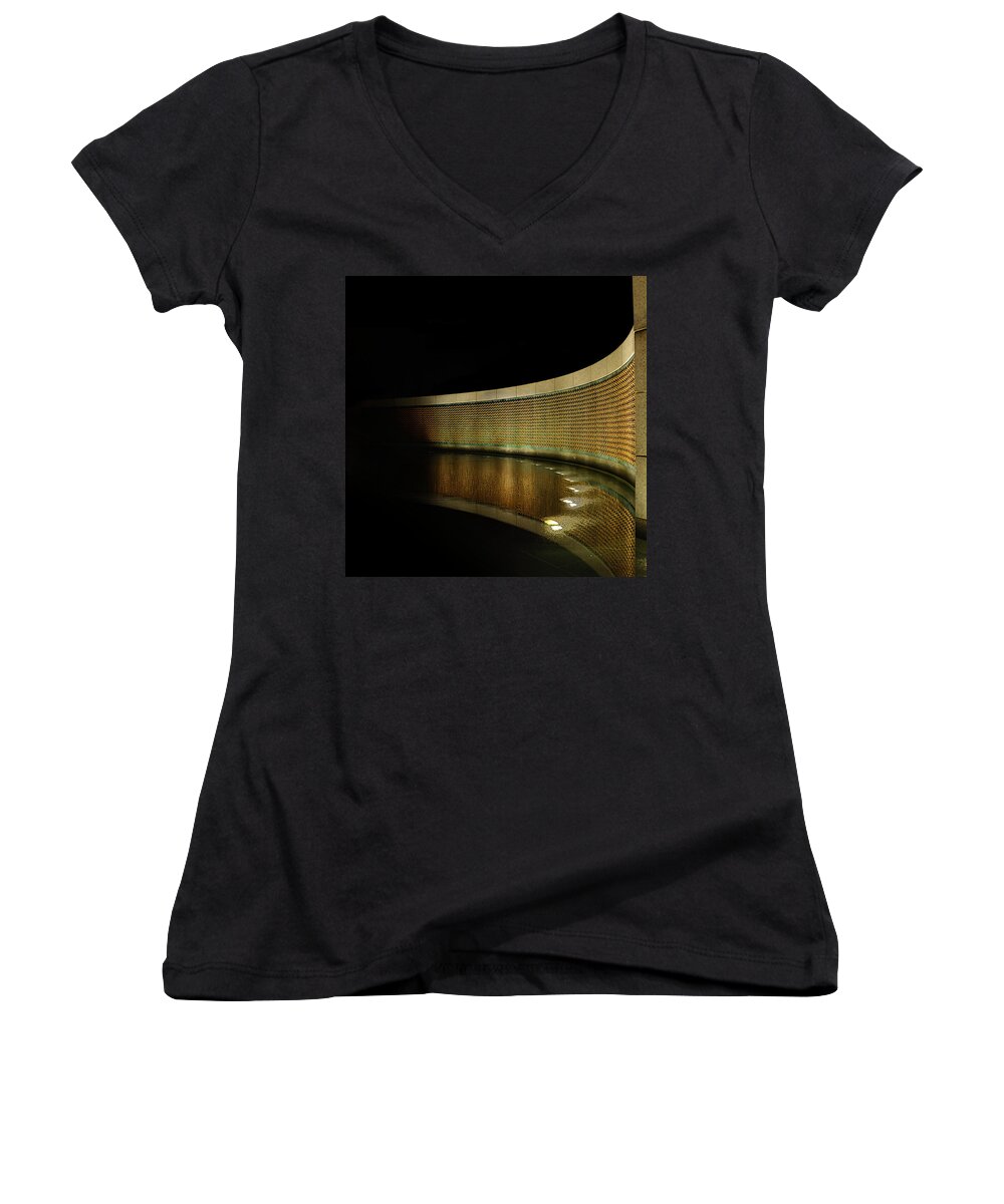 Metro Women's V-Neck featuring the photograph World War II Memorial - Stars #2 by Metro DC Photography