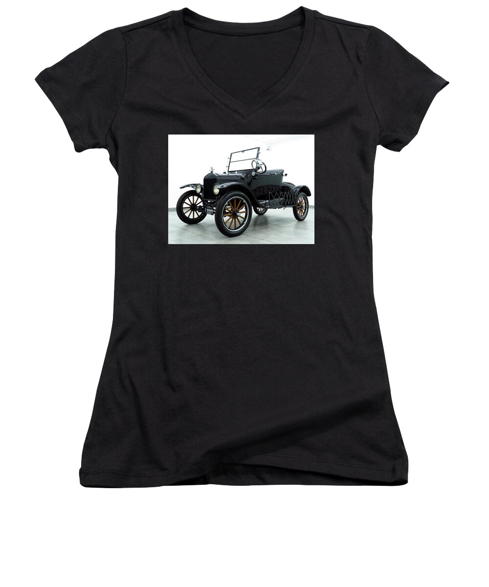 Ford Model T Women's V-Neck featuring the photograph Ford Model T #3 by Jackie Russo