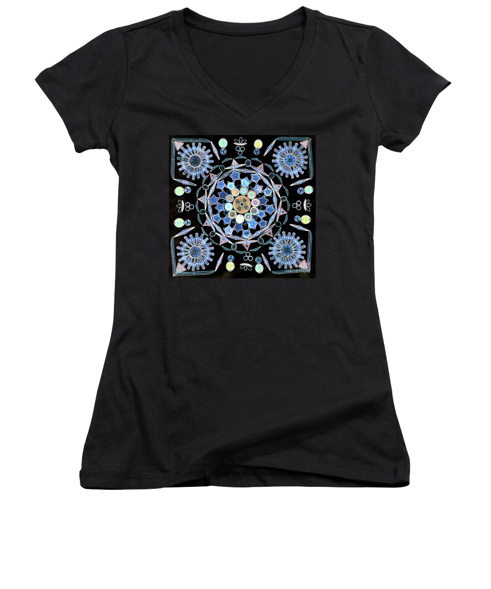 Light Microscopy Women's V-Neck featuring the photograph Diatoms #6 by M I Walker