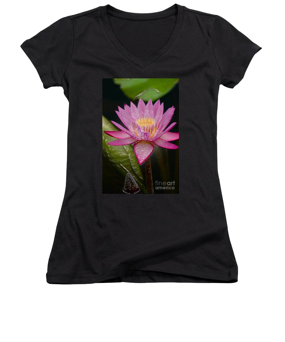 Digital Designs Women's V-Neck featuring the photograph Water Lily #6 by Mark Gilman