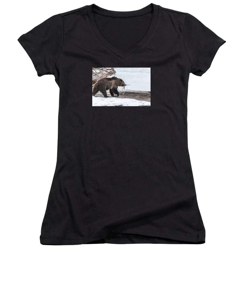 #760 Women's V-Neck featuring the photograph #760 At The River In Early Spring #760 by Yeates Photography