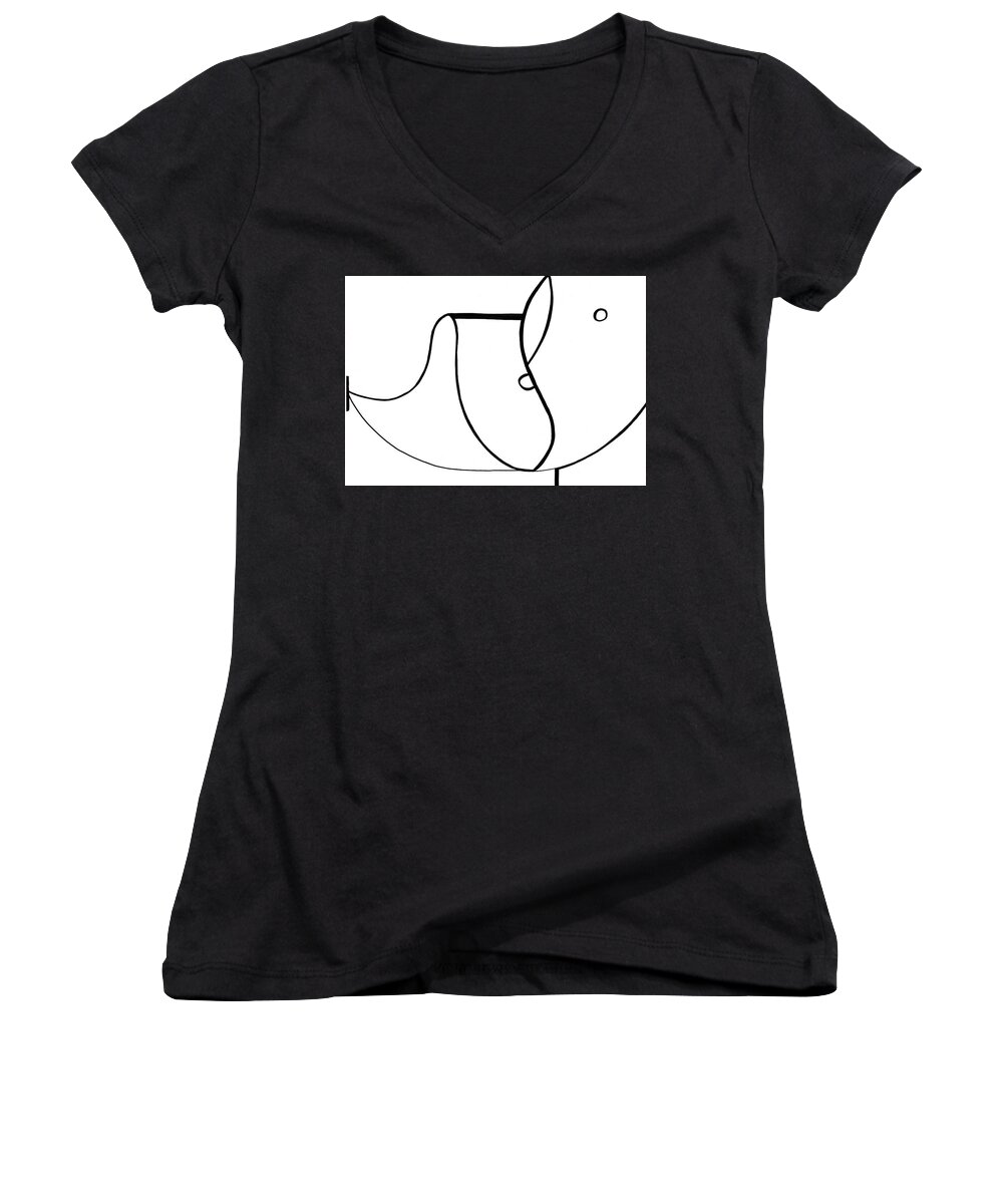Abstract Women's V-Neck featuring the drawing A Cold Run by Lara Morrison