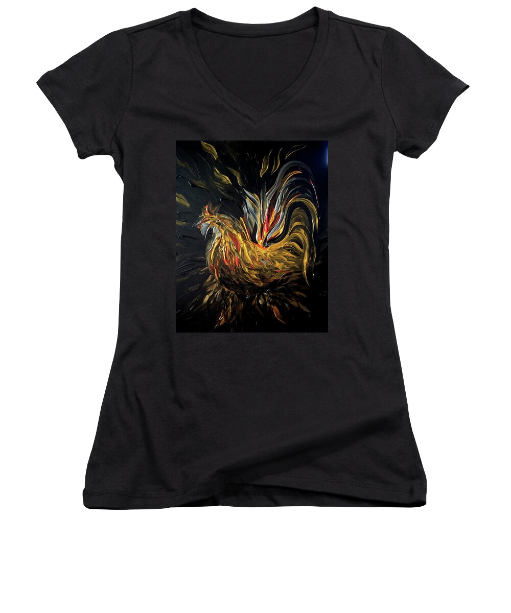 Abstract Women's V-Neck featuring the painting Abstract Gayu by Michelle Pier