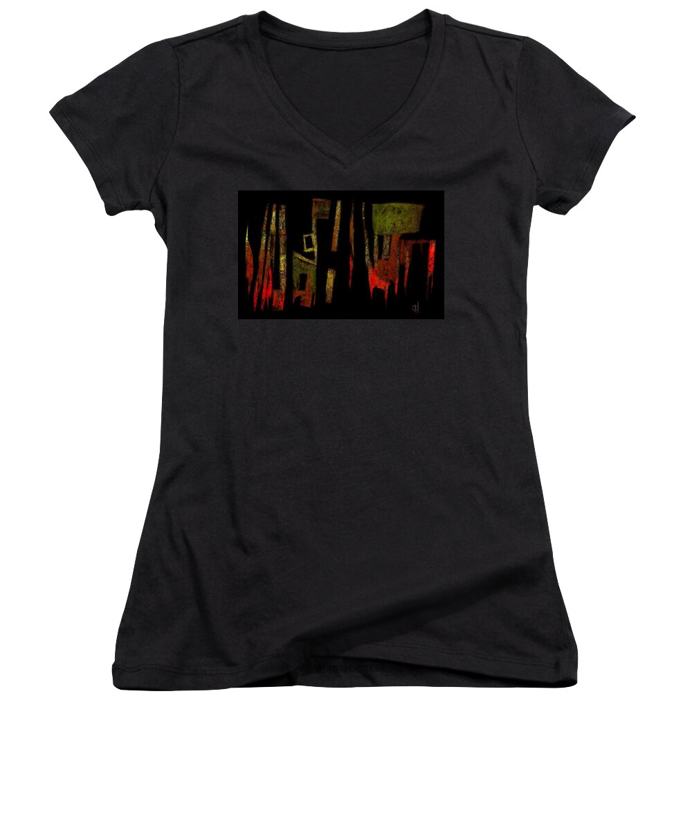 Abstract Women's V-Neck featuring the painting Abstract II - 19Dec2016 by Jim Vance