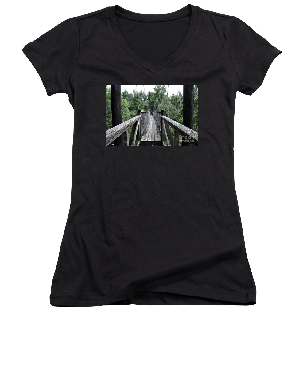 Bridge Women's V-Neck featuring the photograph Across The Great Divide by John Black