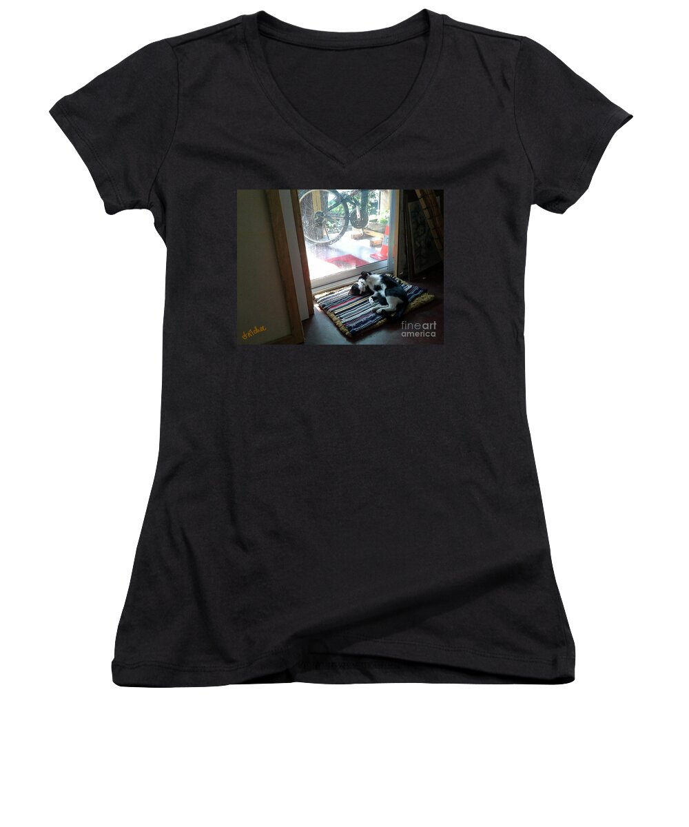 Afternoon Women's V-Neck featuring the photograph Afternoon Sleeping by Sukalya Chearanantana