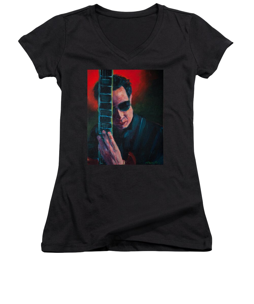Musician Women's V-Neck featuring the painting Alejandro by Jason Reinhardt