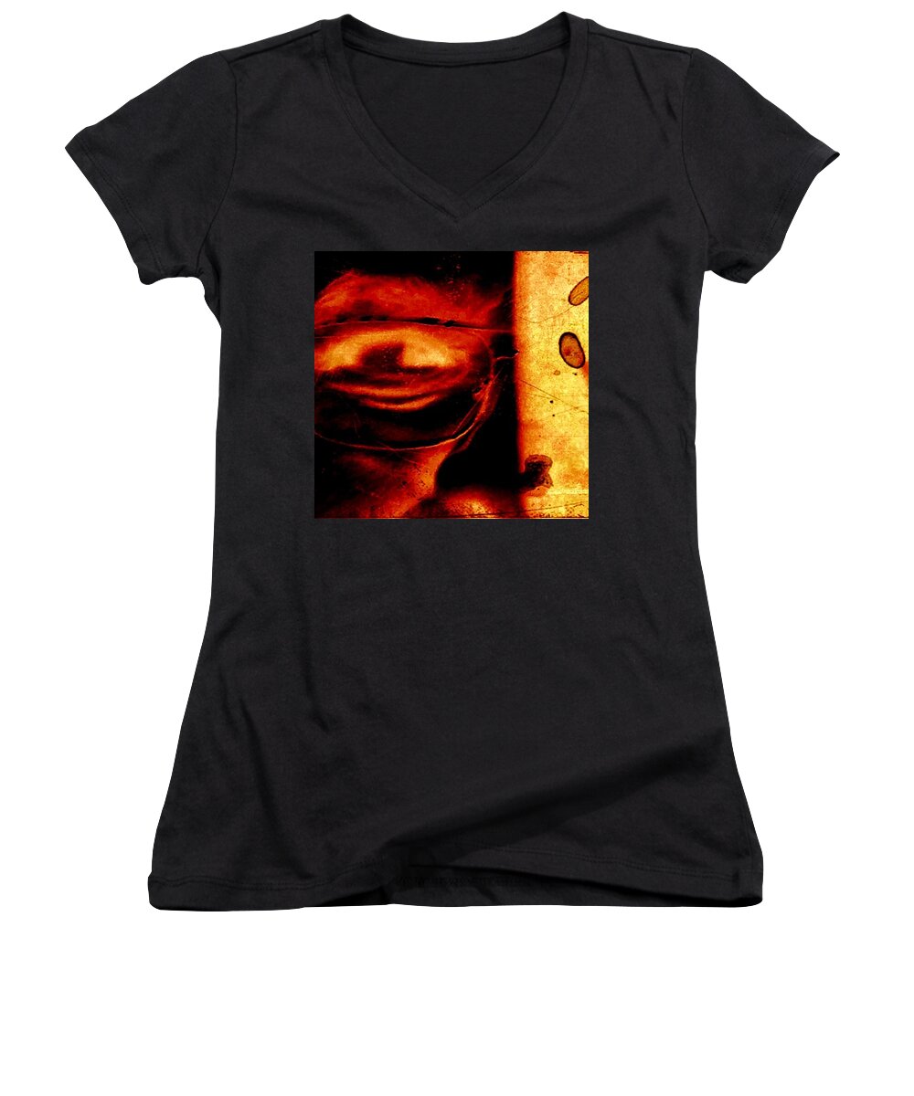 Altered Photography Women's V-Neck featuring the photograph Altered Image in Red by Dan Twyman