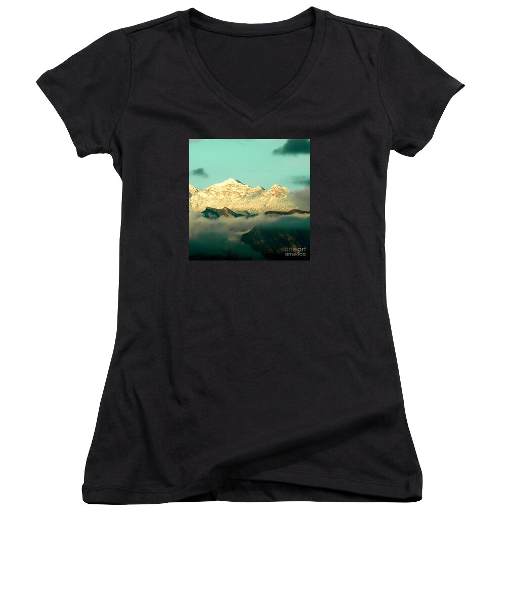 Mountains Women's V-Neck featuring the photograph Am I in heaven yet? by Barbara Leigh Art