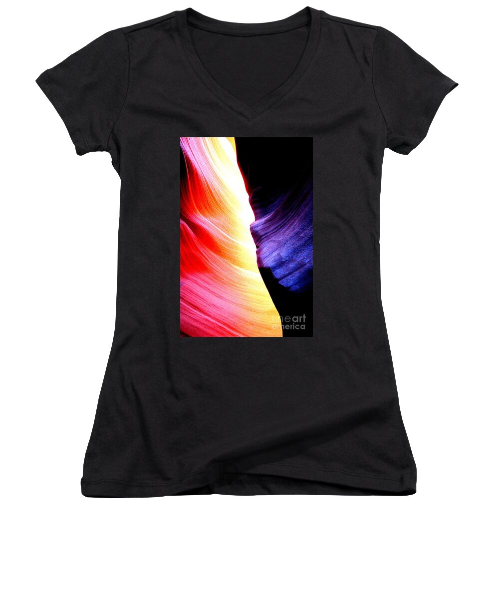 Light Women's V-Neck featuring the photograph Passion of Antelope canyon by Kumiko Mayer