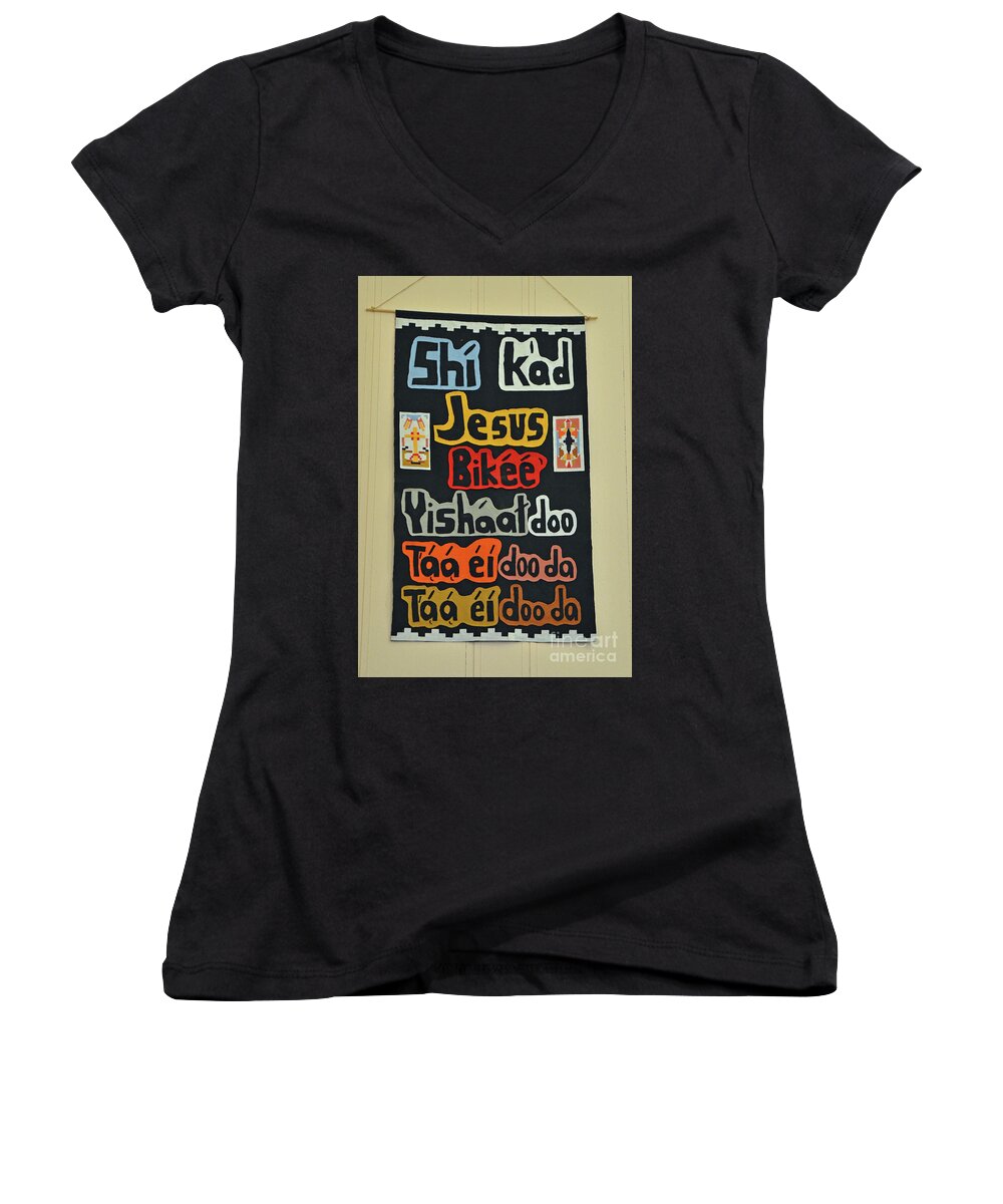 Navajo Women's V-Neck featuring the photograph Any Language by Debby Pueschel