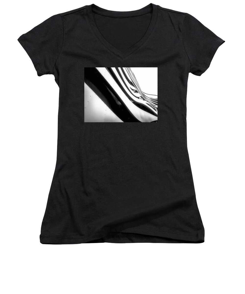 Architecture Women's V-Neck featuring the photograph Architectural Flow 04 by Mark David Gerson