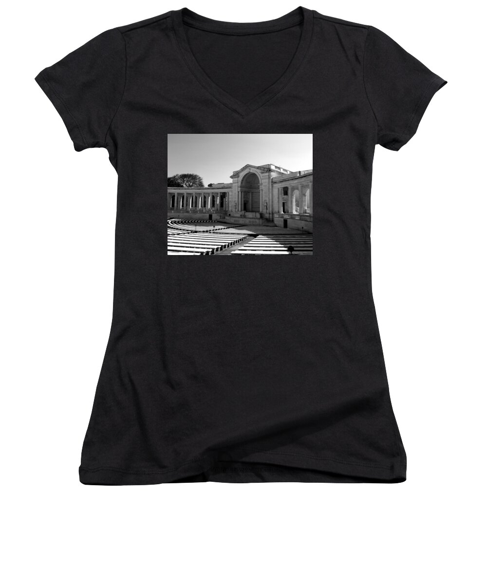 Arlington Memorial Amphitheater Women's V-Neck featuring the photograph Arlington Memorial Amphitheater by Danielle R T Haney
