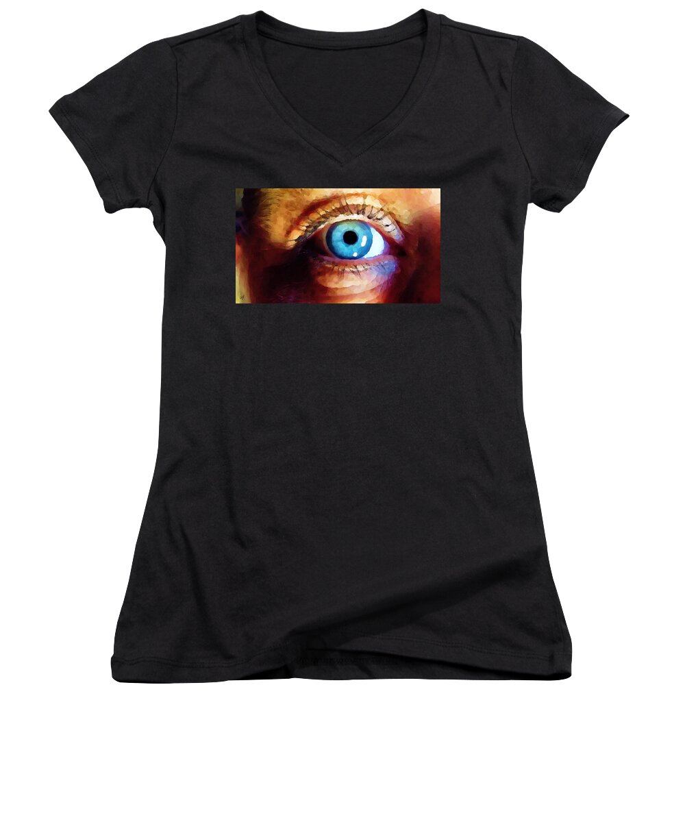 People Women's V-Neck featuring the mixed media Artist Eye View by Shelli Fitzpatrick